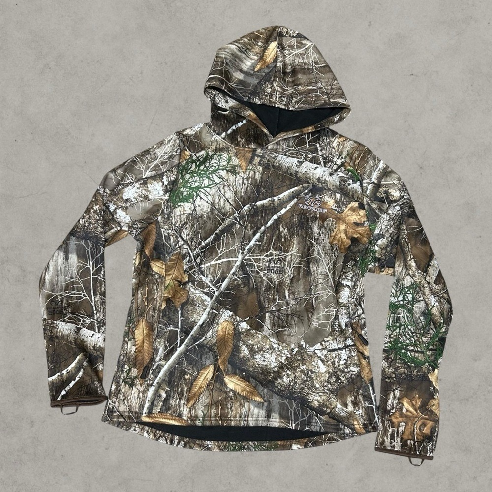 Realtree Hoodie Womens Medium Green Realtree Camouflage Pullover Camo Sweatshirt